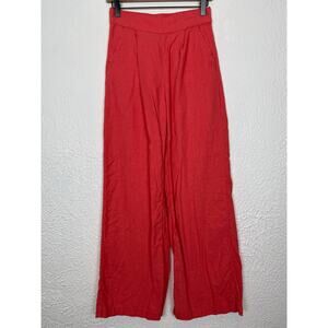 Abercrombie & Fitch Linen Blend Wide Leg Pull-On Pants Coral Size Small